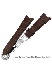 25mm Prong Shape Leather Watch Strap Black Blue Brown Watch Band For Patek Philippe Nautilus Men's Bracelets