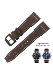 20mm 21mm 22mm High Quality Cowhide Genuine Leather Watchband Suitable for IWC Pilot Mark 18 Soft Brown Watch Strap Tang Clasp