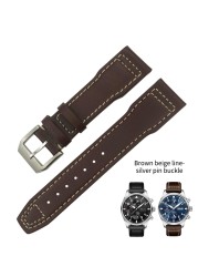 20mm 21mm 22mm High Quality Cowhide Genuine Leather Watchband Suitable for IWC Pilot Mark 18 Soft Brown Watch Strap Tang Clasp