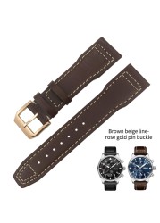 20mm 21mm 22mm High Quality Cowhide Genuine Leather Watchband Suitable for IWC Pilot Mark 18 Soft Brown Watch Strap Tang Clasp