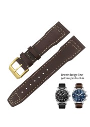 20mm 21mm 22mm High Quality Cowhide Genuine Leather Watchband Suitable for IWC Pilot Mark 18 Soft Brown Watch Strap Tang Clasp