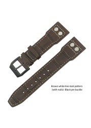 20mm 21mm 22mm High Quality Cowhide Genuine Leather Watchband Suitable for IWC Pilot Mark 18 Soft Brown Watch Strap Tang Clasp