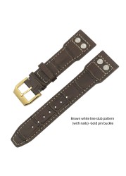 20mm 21mm 22mm High Quality Cowhide Genuine Leather Watchband Suitable for IWC Pilot Mark 18 Soft Brown Watch Strap Tang Clasp