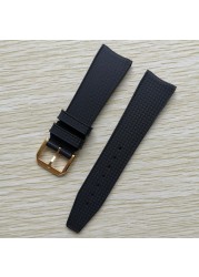 22mm Black Blue Rubber Silicone Watchband Watch Strap For IWC Pilot Portuguese IW323101 Bracelet Strap With Pin Buckle Tool Free