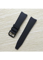 22mm Black Blue Rubber Silicone Watchband Watch Strap For IWC Pilot Portuguese IW323101 Bracelet Strap With Pin Buckle Tool Free