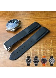 19mm 20mm 21mm 22mm Rubber Silicone Curved End Watchband Folding Buckle Watchband For Omega Seamaster 300 AT150 Watch Speedmater