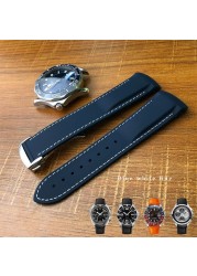 19mm 20mm 21mm 22mm Rubber Silicone Curved End Watchband Folding Buckle Watchband For Omega Seamaster 300 AT150 Watch Speedmater