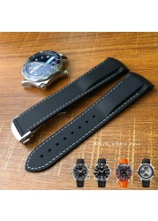 19mm 20mm 21mm 22mm Rubber Silicone Curved End Watchband Folding Buckle Watchband For Omega Seamaster 300 AT150 Watch Speedmater