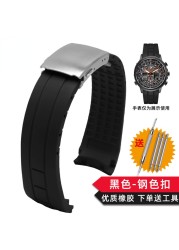 No Dust Watchband for Citizen Air Eagle Arc Mouth Rubber Watch Strap Mido Rudder M005 Waterproof Black Watch Band 23mm