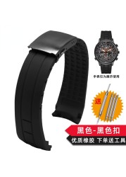 No Dust Watchband for Citizen Air Eagle Arc Mouth Rubber Watch Strap Mido Rudder M005 Waterproof Black Watch Band 23mm