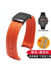 No Dust Watchband for Citizen Air Eagle Arc Mouth Rubber Watch Strap Mido Rudder M005 Waterproof Black Watch Band 23mm