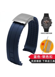 No Dust Watchband for Citizen Air Eagle Arc Mouth Rubber Watch Strap Mido Rudder M005 Waterproof Black Watch Band 23mm