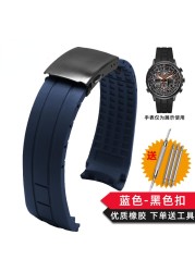 No Dust Watchband for Citizen Air Eagle Arc Mouth Rubber Watch Strap Mido Rudder M005 Waterproof Black Watch Band 23mm