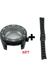 Solid 20mm Width Sterile Black PVD Coated Watchband Stainless Steel Folding Clasp Suitable for SPB185/187 Watches