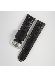 Retro Watch Strap 20mm 22mm 24mm Genuine Leather Watches Men Women Wristwatch Accessories Correa Samsung Galaxy Active 2