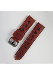 Retro Watch Strap 20mm 22mm 24mm Genuine Leather Watches Men Women Wristwatch Accessories Correa Samsung Galaxy Active 2