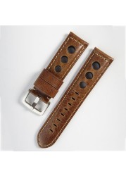 Retro Watch Strap 20mm 22mm 24mm Genuine Leather Watches Men Women Wristwatch Accessories Correa Samsung Galaxy Active 2