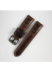 Retro Watch Strap 20mm 22mm 24mm Genuine Leather Watches Men Women Wristwatch Accessories Correa Samsung Galaxy Active 2