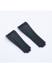 20mm Rubber Watch Band Black Green Blue Adjustable Fold Buckle Watch Band For Rolex Strap For Submarines GMT OYSTERFLEX Bracelet