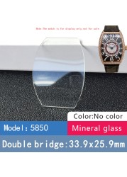 Double Bridge Square Crystal Watch for Franck Muller FM 6000H 5002 5850 Blue Mineral Glass AR Watch Partst