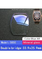 Double Bridge Square Crystal Watch for Franck Muller FM 6000H 5002 5850 Blue Mineral Glass AR Watch Partst