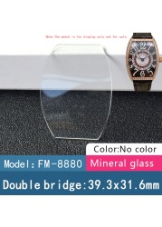 Double Bridge Square Crystal Watch for Franck Muller FM 6000H 5002 5850 Blue Mineral Glass AR Watch Partst