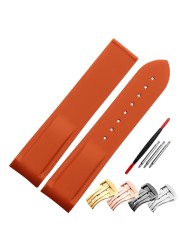 Rubber watch strap 20mm 22mm silicone watchband suitable for omega watch band folding clasp curved end wrist strap