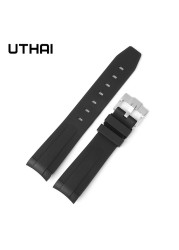 20mm Soft FKM Fluorine Rubber Strap Watch For Men And Women Watchband Universal Waterproof Silicone Watch Strap UTHAIG28