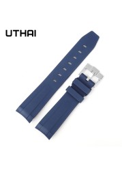 20mm Soft FKM Fluorine Rubber Strap Watch For Men And Women Watchband Universal Waterproof Silicone Watch Strap UTHAIG28