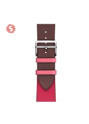 ShengOne Leather Bracelet Fashion Exquisite Bracelet for Apple Watch 7 6 SE 5 4 45 44 42mm Two Tone Replacement Strap 3 2 41 40 38