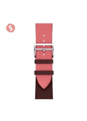 ShengOne Leather Bracelet Fashion Exquisite Bracelet for Apple Watch 7 6 SE 5 4 45 44 42mm Two Tone Replacement Strap 3 2 41 40 38