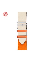 ShengOne Leather Bracelet Fashion Exquisite Bracelet for Apple Watch 7 6 SE 5 4 45 44 42mm Two Tone Replacement Strap 3 2 41 40 38