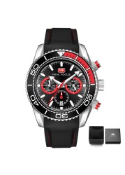 Mens Watches Top Brand Luxury Quartz Waterproof Fashion Multifunction Sports Wristwatches Black Silicone Strap Relogio Masculino