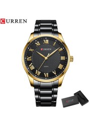 CURREN Men's Watch Stainless Steel Band Luminous Quartz Wrist Watches Male Creative Design Golden Clock Relogio Masculino