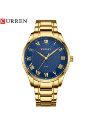 CURREN Men's Watch Stainless Steel Band Luminous Quartz Wrist Watches Male Creative Design Golden Clock Relogio Masculino