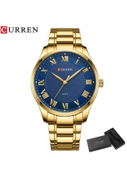 CURREN Men's Watch Stainless Steel Band Luminous Quartz Wrist Watches Male Creative Design Golden Clock Relogio Masculino