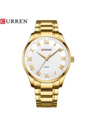 CURREN Men's Watch Stainless Steel Band Luminous Quartz Wrist Watches Male Creative Design Golden Clock Relogio Masculino