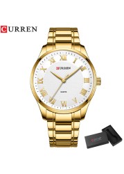 CURREN Men's Watch Stainless Steel Band Luminous Quartz Wrist Watches Male Creative Design Golden Clock Relogio Masculino