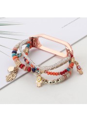 Embroidered Strap For Xiaomi Mi Band 6 5 4 3 Women's Elastic Bracelet Mi Band 6 5 Wristband Correa For Xiaomi Mi Band 6 5 4 3 Strap