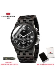 Kunhuang Wooden Men Watches Relogio Masculino Luxury Brand Stylish Chronograph Military Watch Great Gift for Man OEM