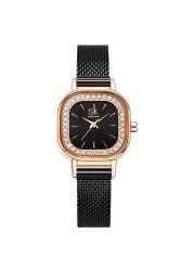 Business men watches birthday gift ladies wristwatch quartz crystals minimalist style rhinestone square dial dress accessories