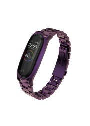 حزام ل شاومي Mi Band 6 5 NFC العالمي المعادن سوار المعصم ل Mi الفرقة 4 حزام الفولاذ المقاوم للصدأ الأساور ل Mi Band 3 Correa