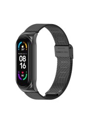 حزام ل شاومي Mi Band 6 5 NFC العالمي المعادن سوار المعصم ل Mi الفرقة 4 حزام الفولاذ المقاوم للصدأ الأساور ل Mi Band 3 Correa