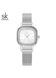 Fashion Women Simple Wristwatch Rhinestone Dial Decoration Quartz Movement Watches for Women Holiday Gifts Stainless Steel Wristwatch