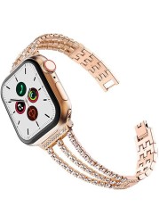 المعادن سوار مرصع بالألماس ل iWatch7 SE 6 5 الفرقة الفولاذ المقاوم للصدأ مربط الساعة ل سوار ساعة يد آبل 38 مللي متر 42 مللي متر 40 مللي متر 44 مللي متر مشرقة حزام