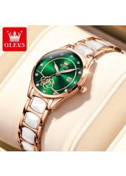 OLEVS Luxury Quartz Women's Watch Japan Movement 30M Waterproof Watch for Women Ceramic Women's Wristwatch Gift for Valentine's Day