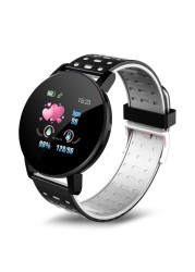 Smart Watch Blood Pressure Men Watch Round Message Reminder Fitness Tracker Smartwatch Women Bracelet for IOS Android 119 Plus