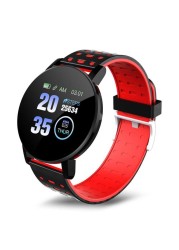 Smart Watch Blood Pressure Men Watch Round Message Reminder Fitness Tracker Smartwatch Women Bracelet for IOS Android 119 Plus