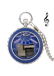 Transparent Glass Musical Pocket Watch Swan Lake Melody Music Watch Antique Pendant Pocket Watch Vintage Quartz Watches Gift