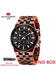 KUNHUANG Zebra Wood Men's Watch Luxury Brand Quartz Wrist Watches Wooden Gift Box Man Fashion Watch Dropshipping Herrenuhr